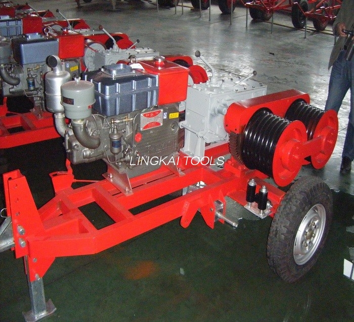 Moteur de Honda câble de treuil de double cabestan de 5 tonnes tirant la machine pour la construction de puissance